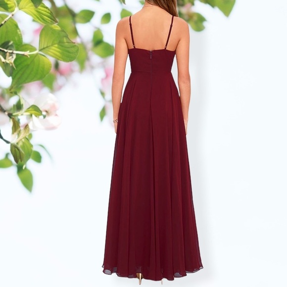 LULU'S Formal Wine Faux Wrap Dress - Picture 4 of 12